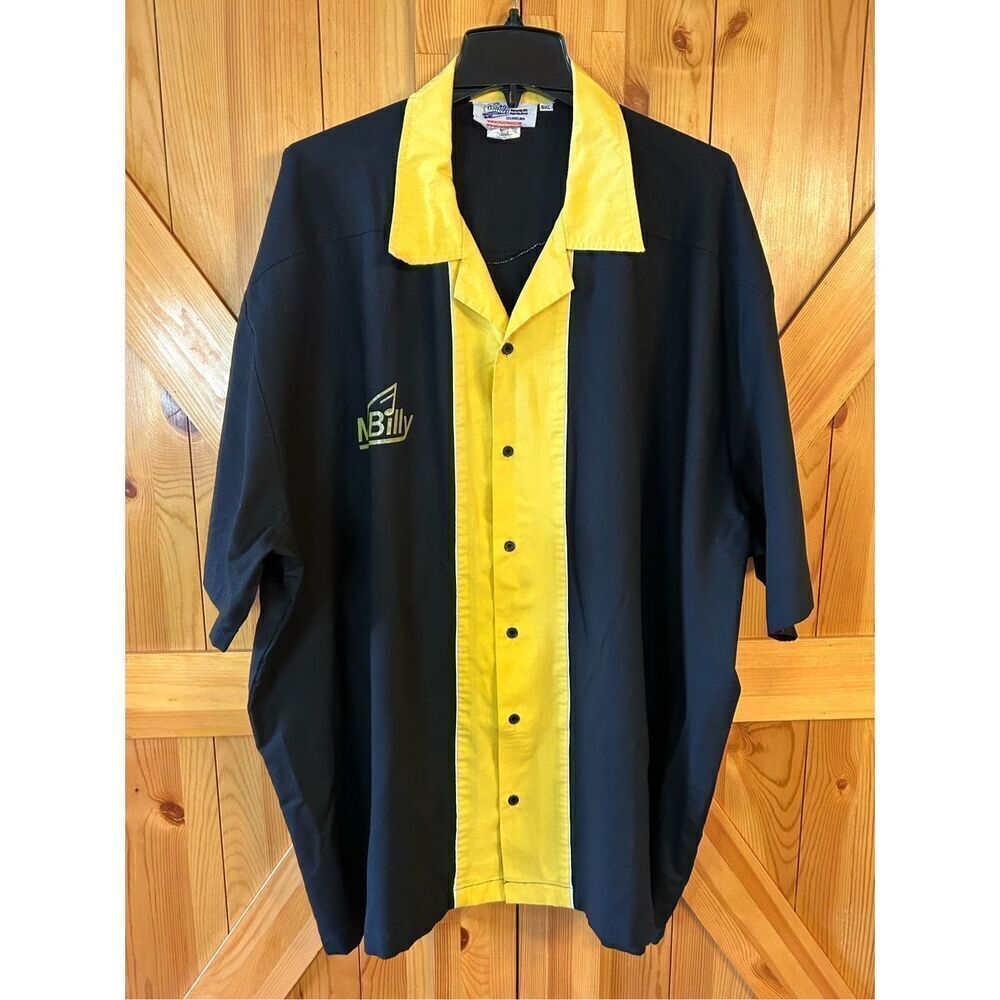 Vintage Cruisin USA Two Tone Black Yellow Mr Billy.  Bowling Shirt 5XL (0730)